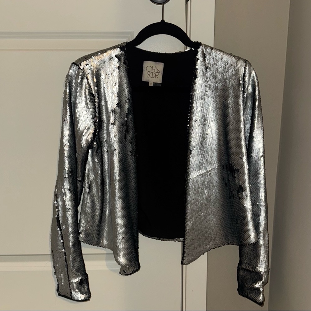 Chaser Metallic Silver Sequin Blazer